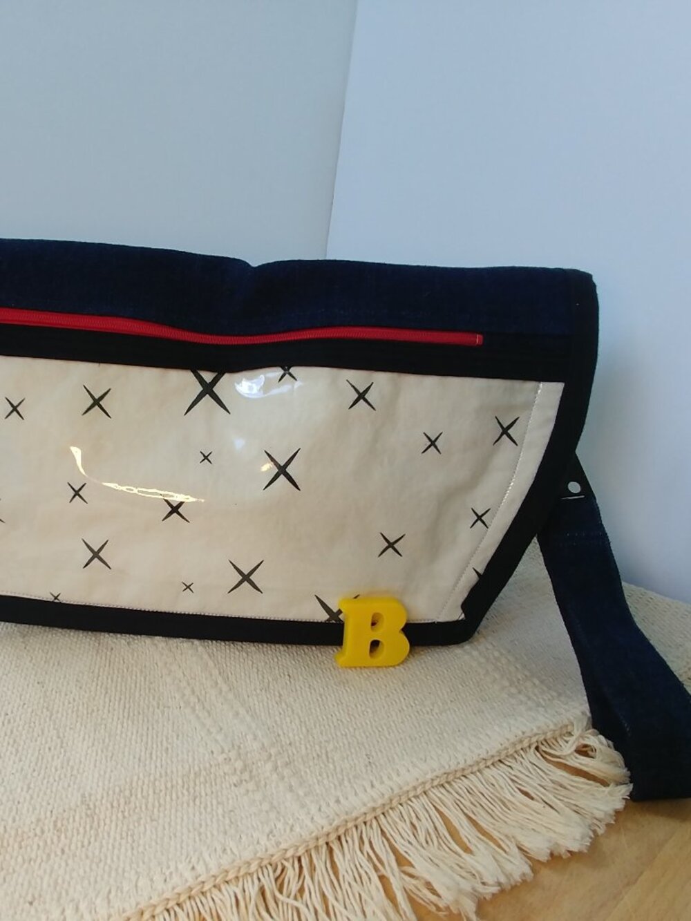 Handlebar Bike Bag in Navy & White Atomic Stars